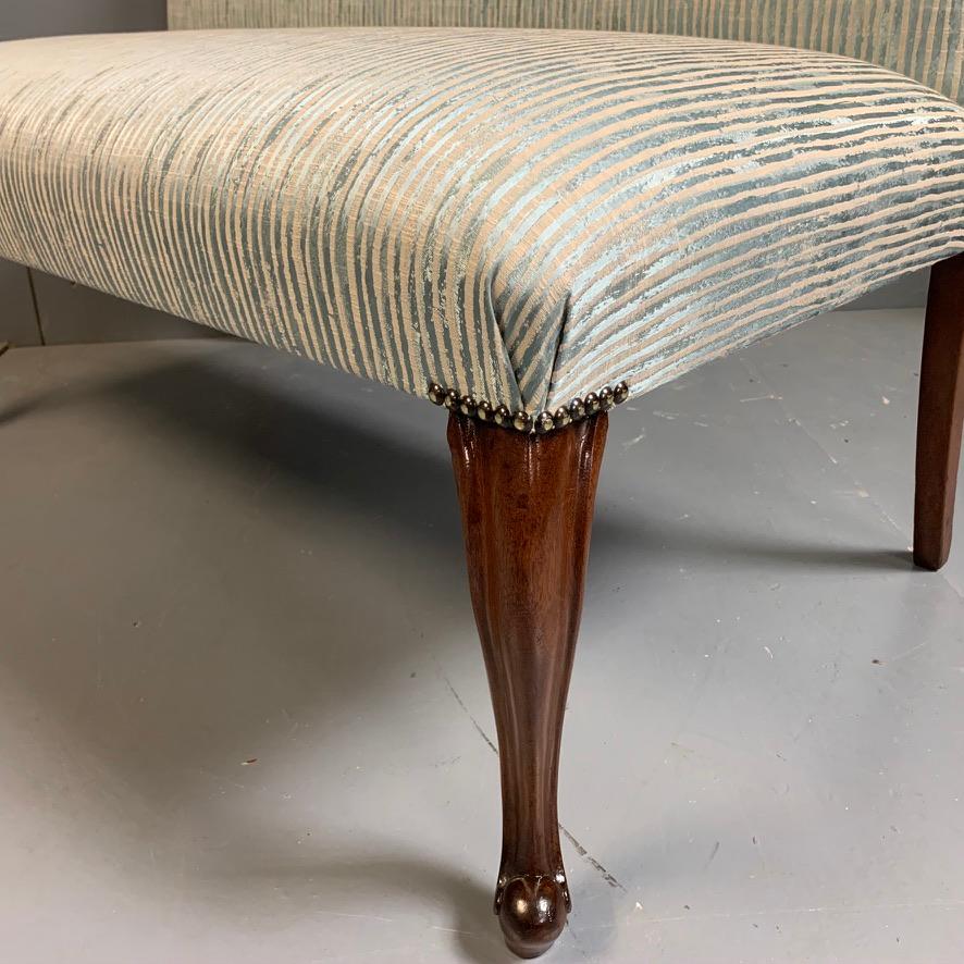 Mahogany 19th Century Two-Seat Occasional Sofa or Window Seat Newly Upholstered in Teal