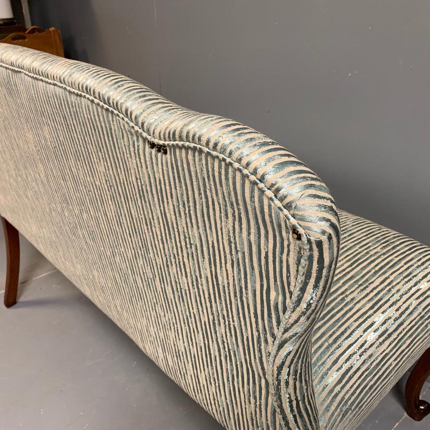 19th Century Two-Seat Occasional Sofa or Window Seat Newly Upholstered in Teal 1