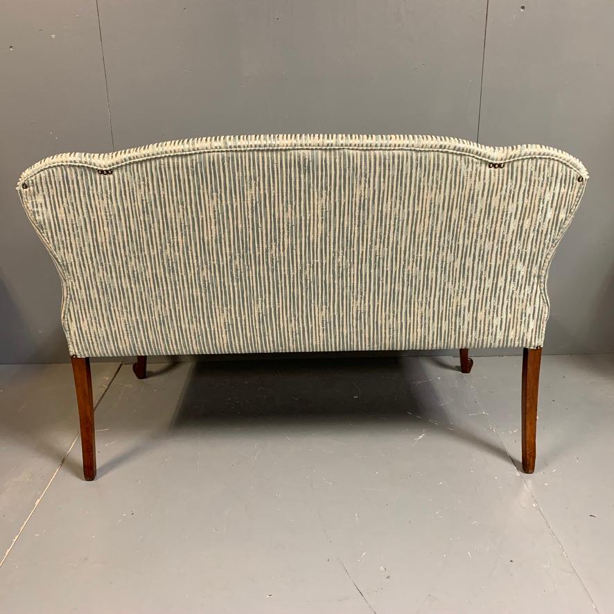 19th Century Two-Seat Occasional Sofa or Window Seat Newly Upholstered in Teal 2