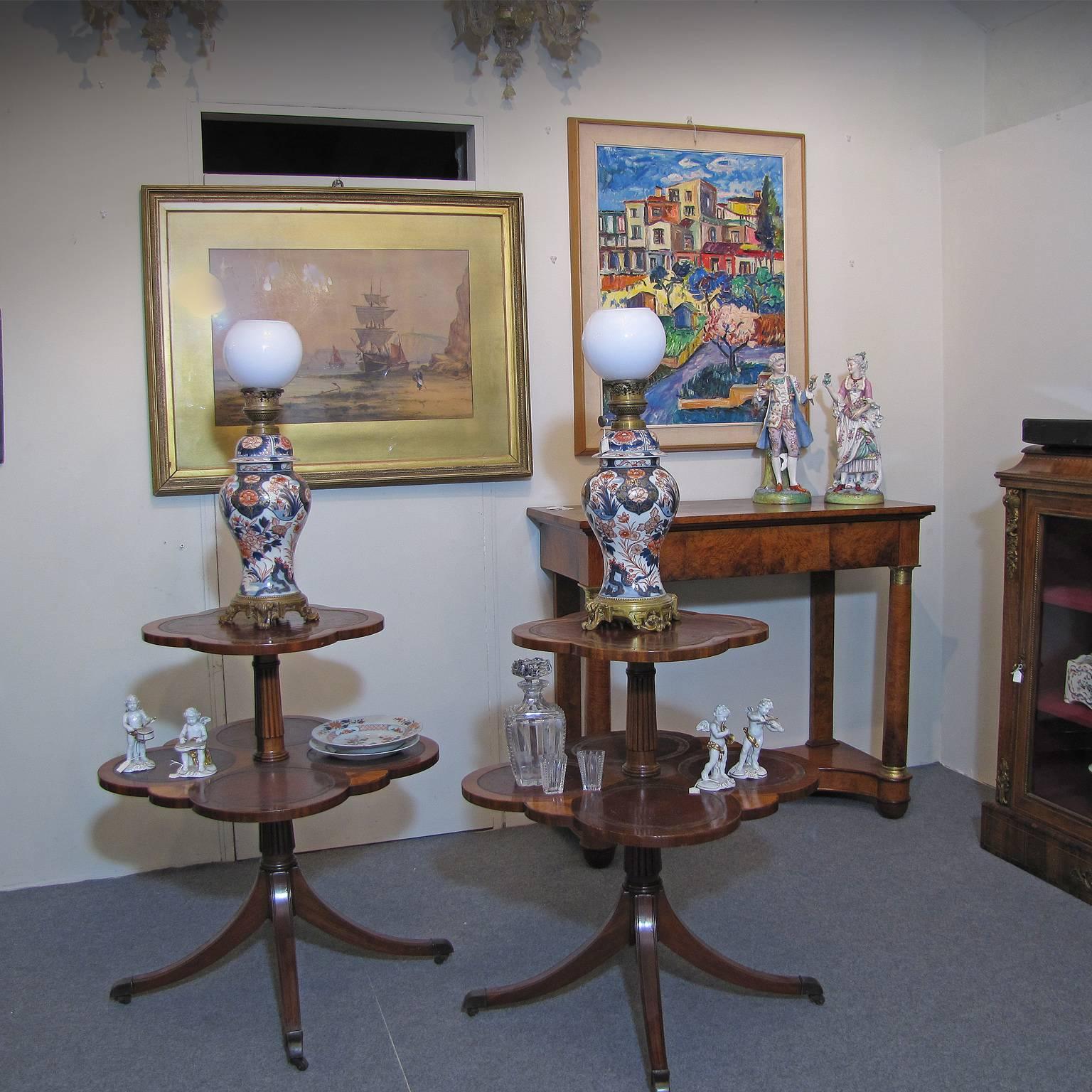 Late 19th Century 19th Century Two-Tier Side Tables with Saber Legs by J.B. Van Sciver Co. For Sale