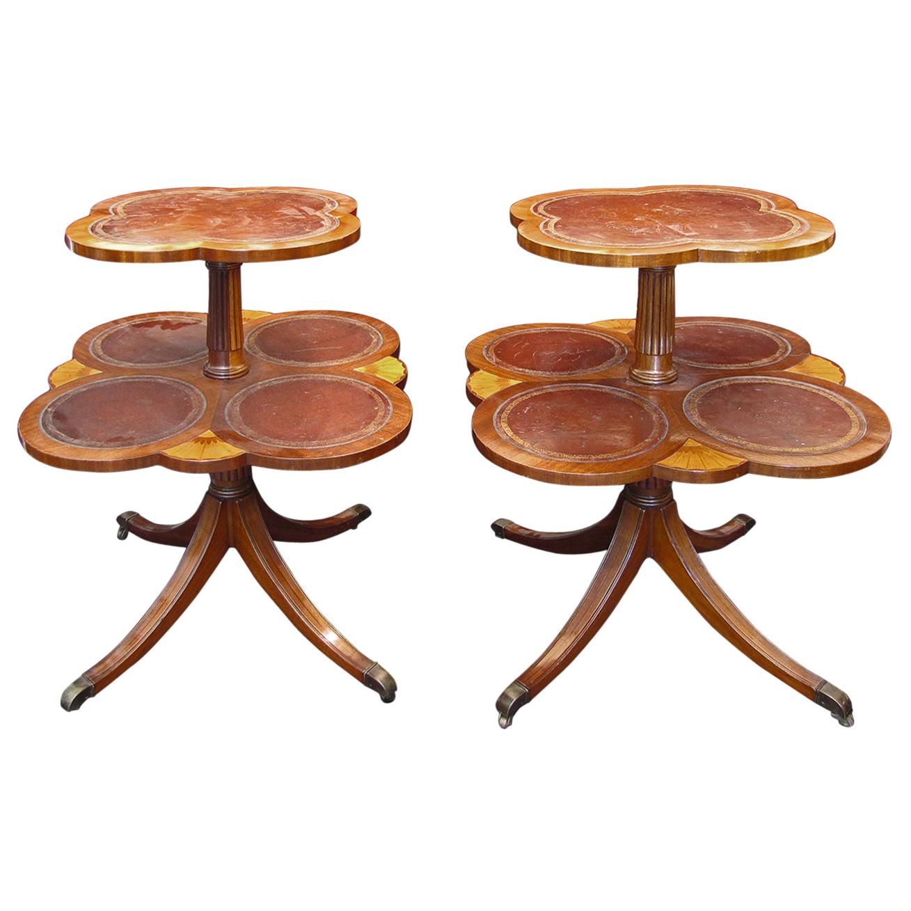 19th Century Two-Tier Side Tables with Saber Legs by J.B. Van Sciver Co. For Sale