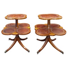 Antique 19th Century Two-Tier Side Tables with Saber Legs by J.B. Van Sciver Co.