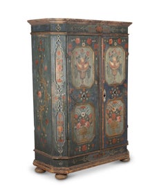 19. Jahrhundert Tiroler Schrank aus handbemaltem Kiefernholz