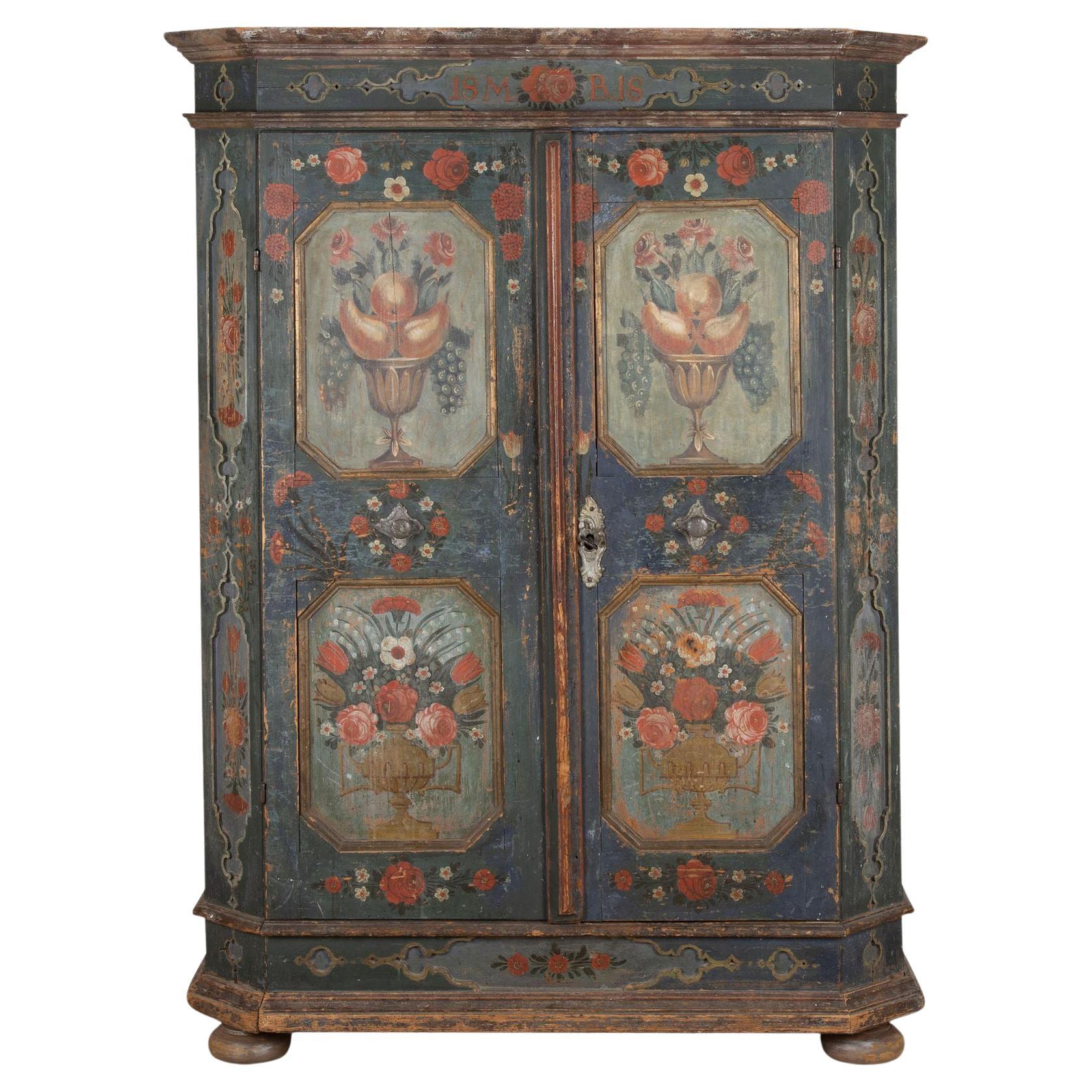 Credenza tirolese del XIX secolo in pino dipinta a mano in vendita