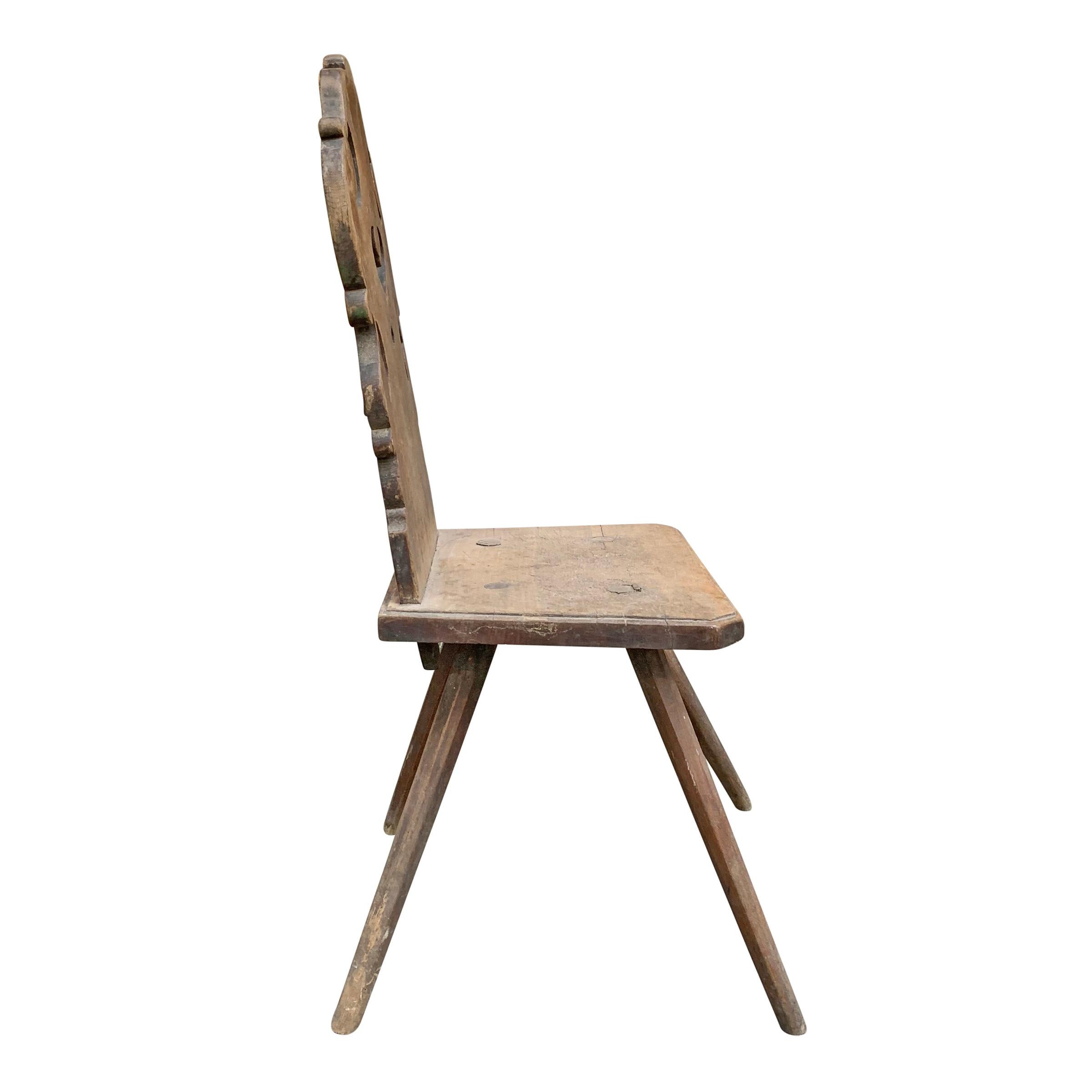 Rustic 19th Century Tyrolean Side Chair
