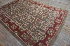 Dove-Gray Background Color Artistic Geometric Design Antique Ukrainian Pile Rug