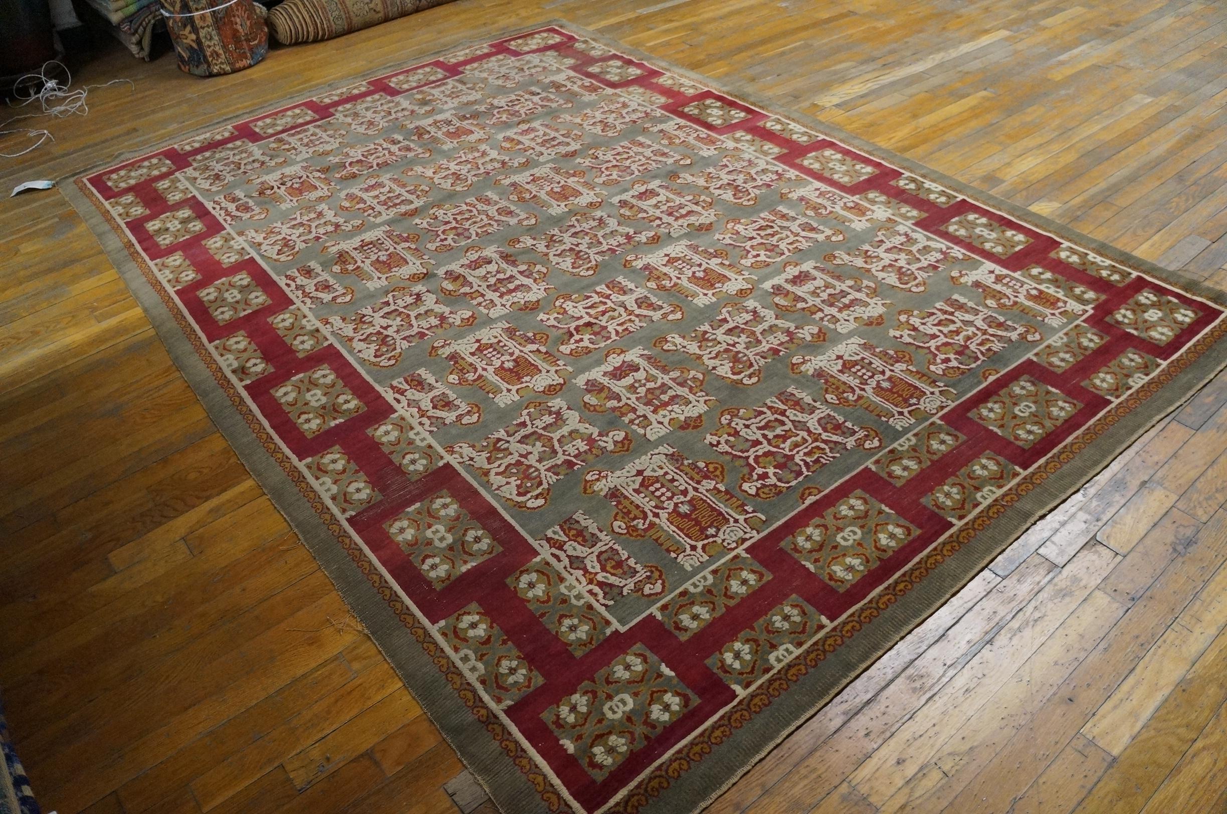 Wool 19th Century Ukrainian Pile Carpet ( 6'3