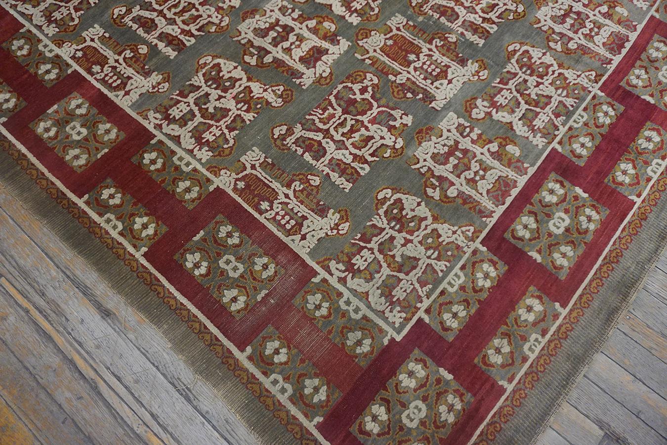 Wool 19th Century Ukrainian Pile Carpet ( 6'3