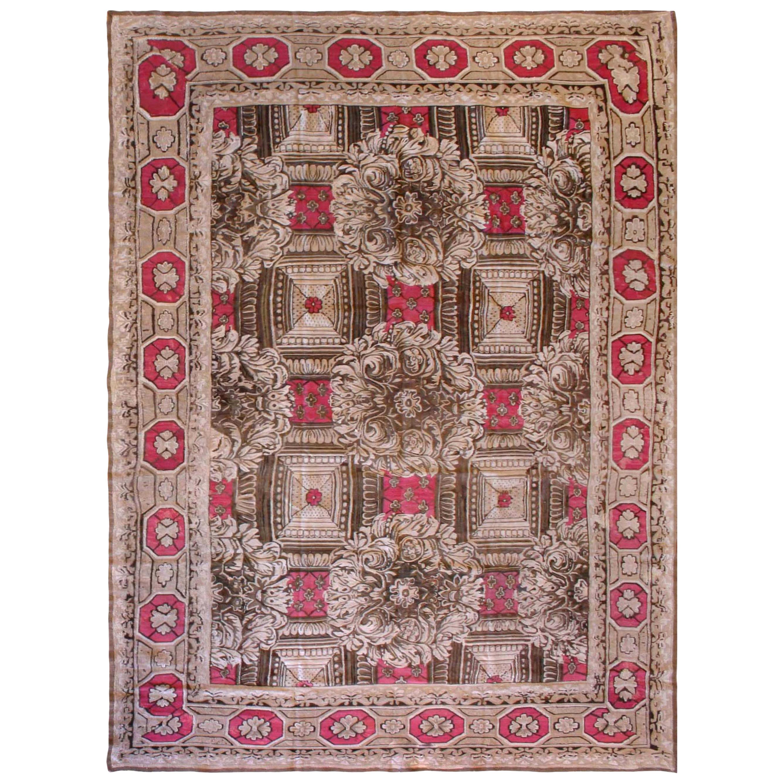 19th Century Ukrainian Handwoven Wool Carpet