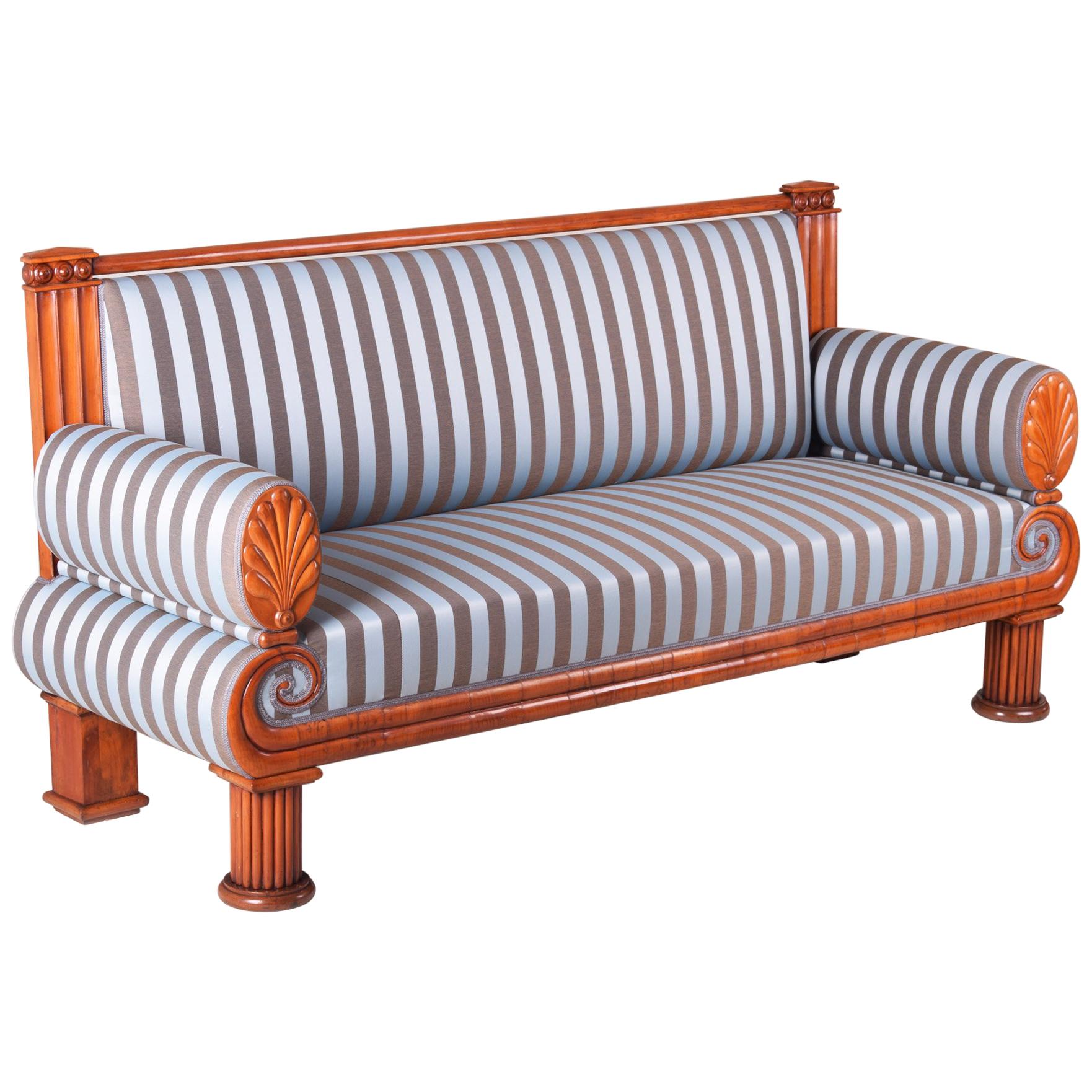 19th Century Unique Czech Biedermeier Sofa, Material Cherry, Period 1820-1829
