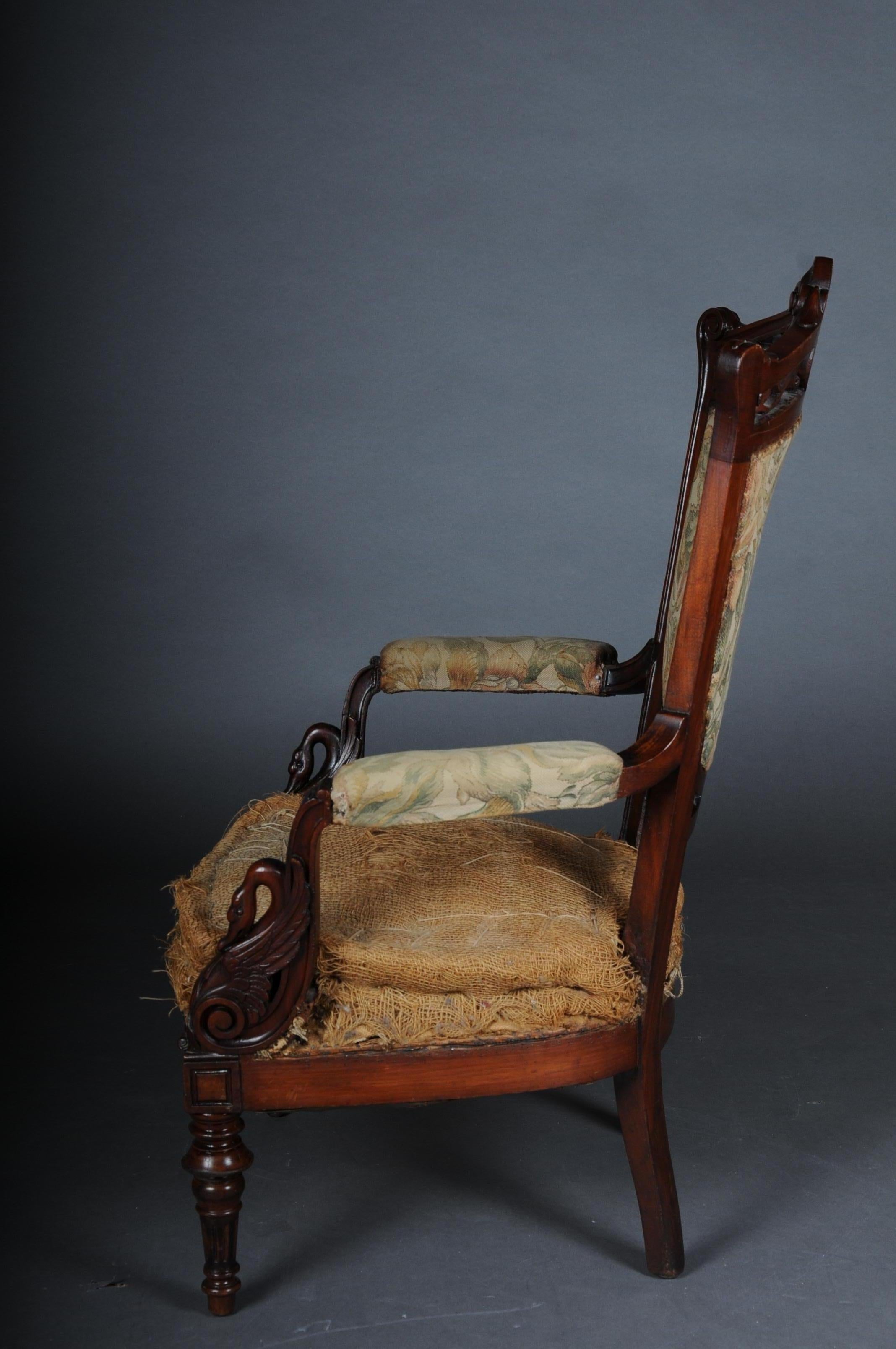 19th Century Unique Empire Armchair Around 1820, France, Mahogany For Sale 6