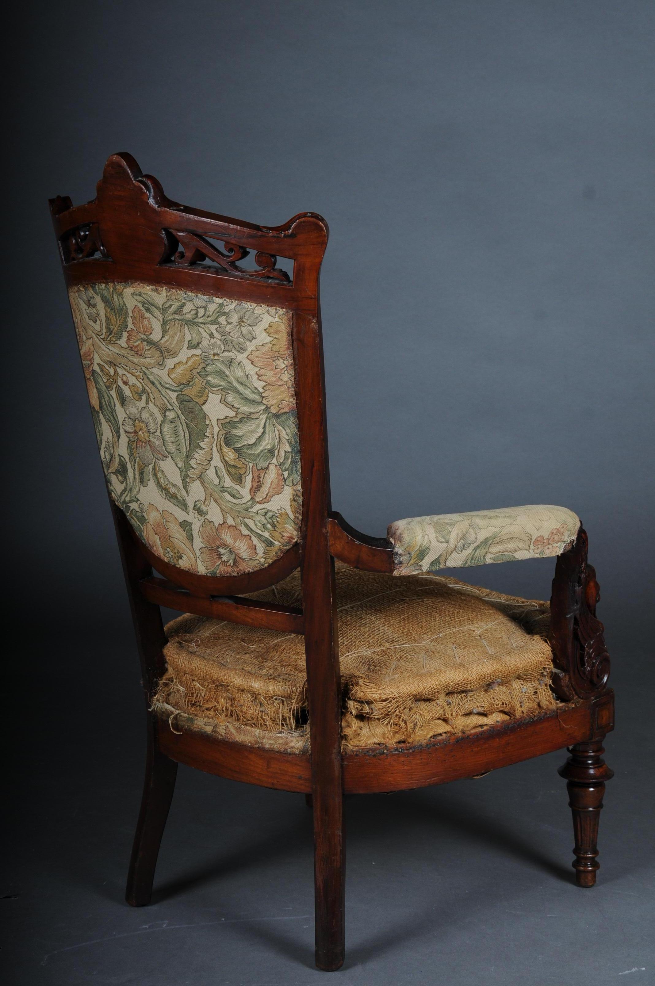 19th Century Unique Empire Armchair Around 1820, France, Mahogany For Sale 14