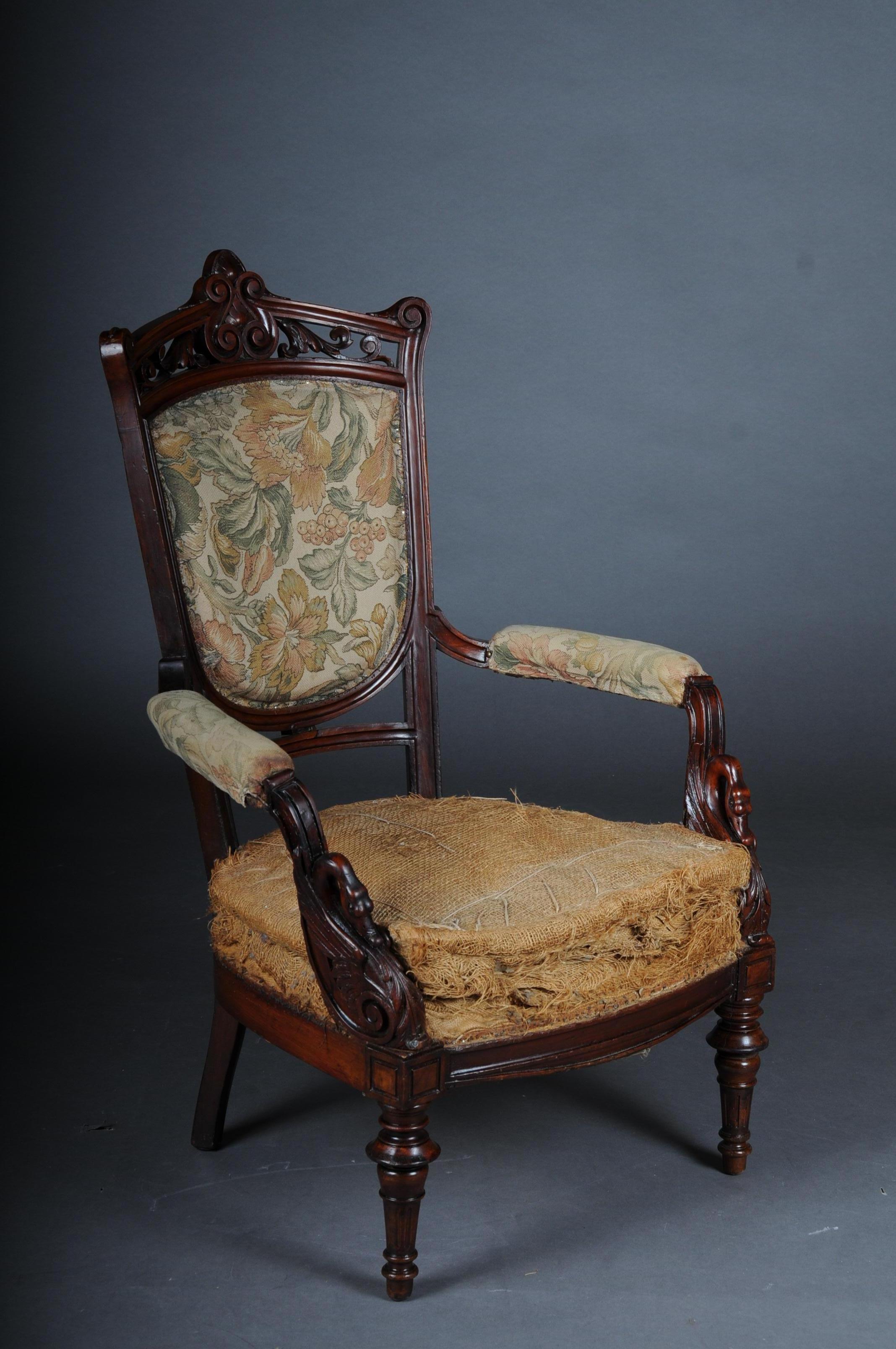French 19th Century Unique Empire Armchair Around 1820, France, Mahogany For Sale