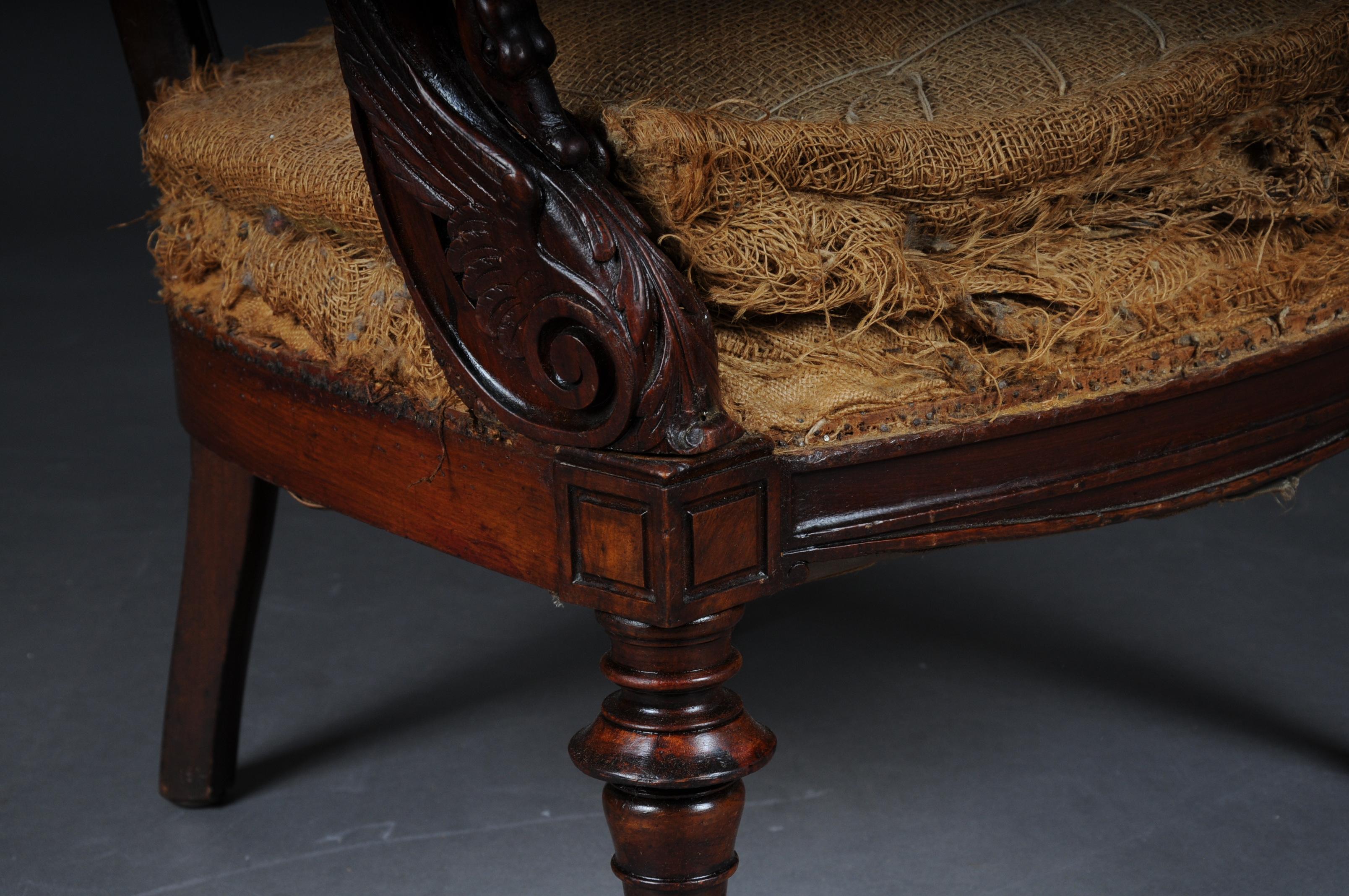 19th Century Unique Empire Armchair Around 1820, France, Mahogany For Sale 2