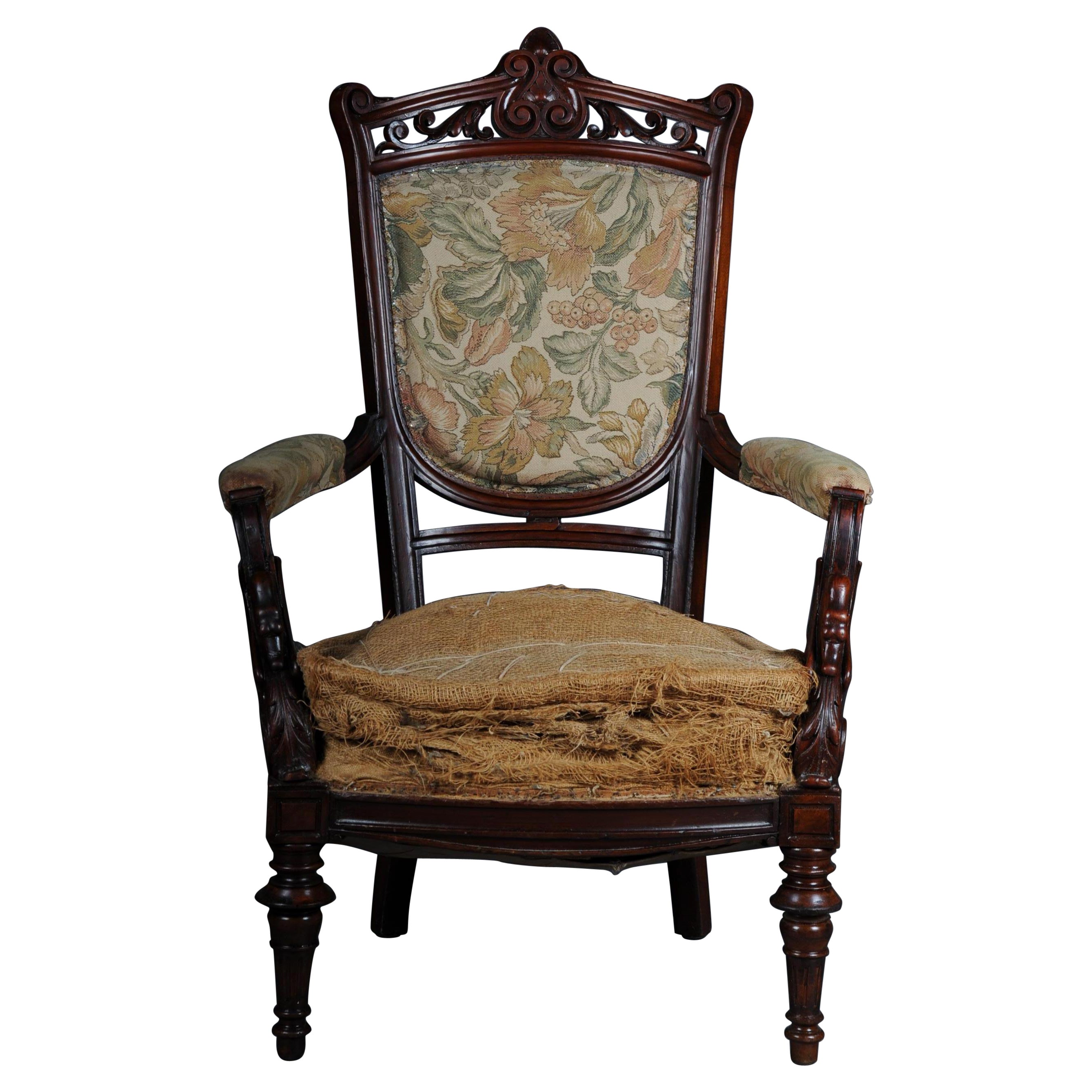 Fauteuil Empire unique du 19ème siècle, vers 1820, France, acajou