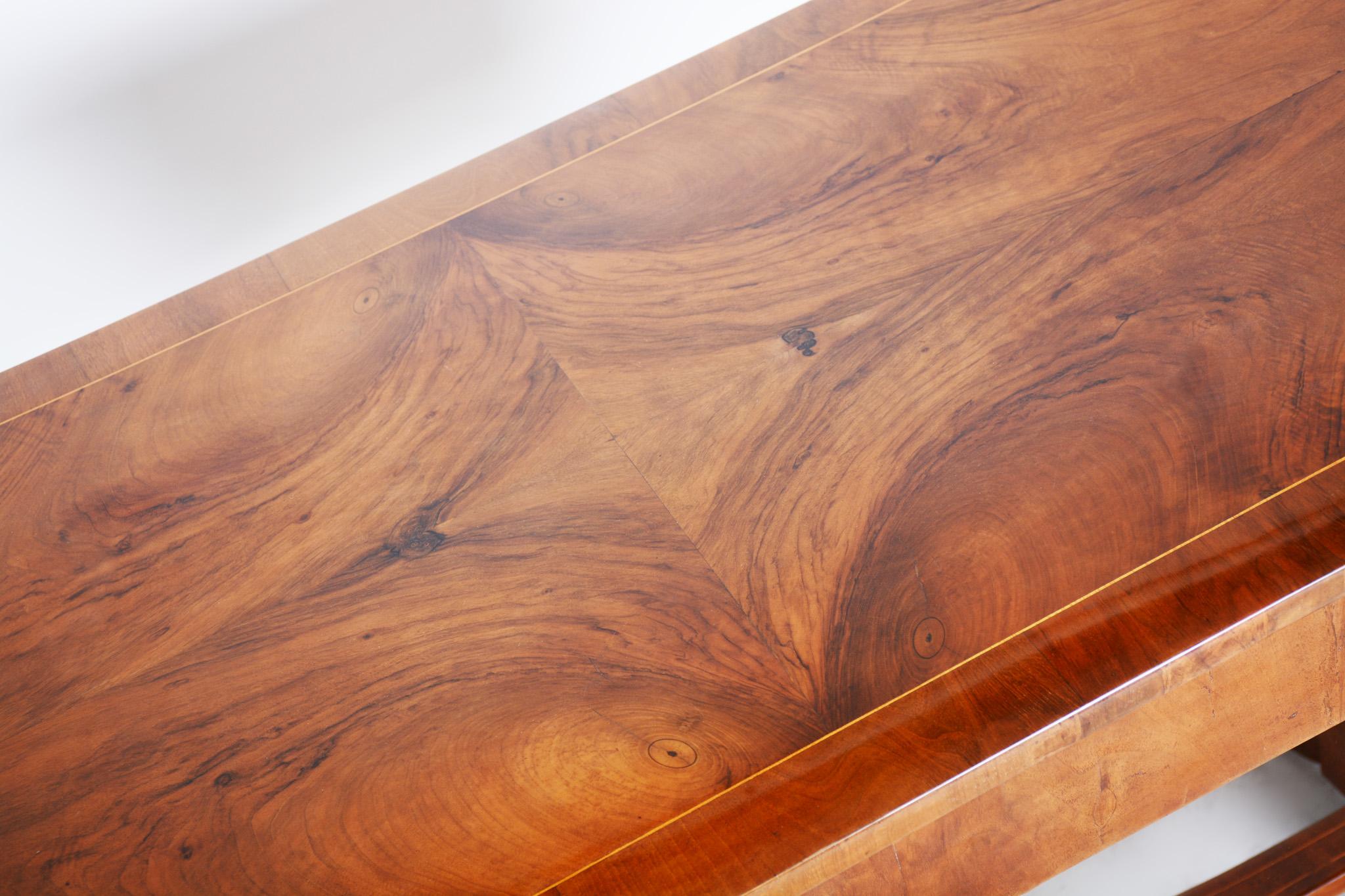 Wood 19th Century Unique Restored Czech Biedermeier Walnut Table, 1840s For Sale