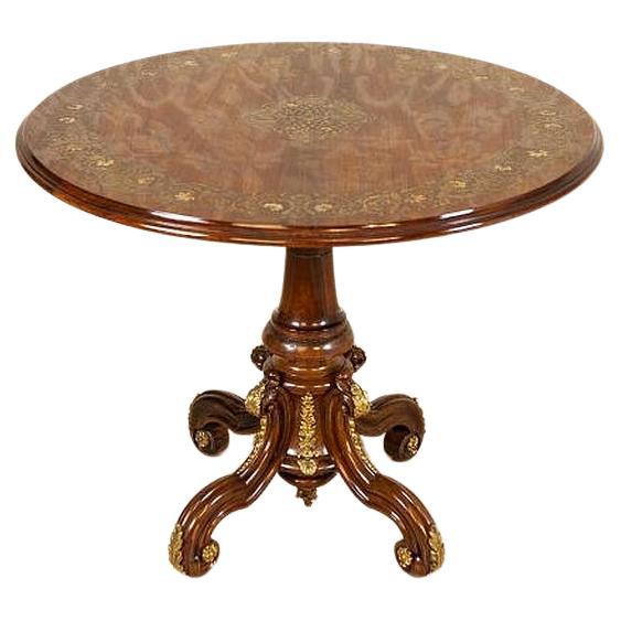 19th-Century Unique Rosewood Inlaid Tilt-top Table