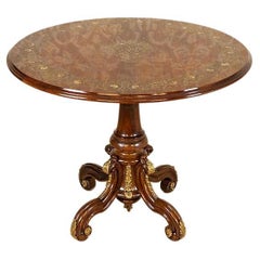 Antique 19th-Century Unique Rosewood Inlaid Tilt-top Table