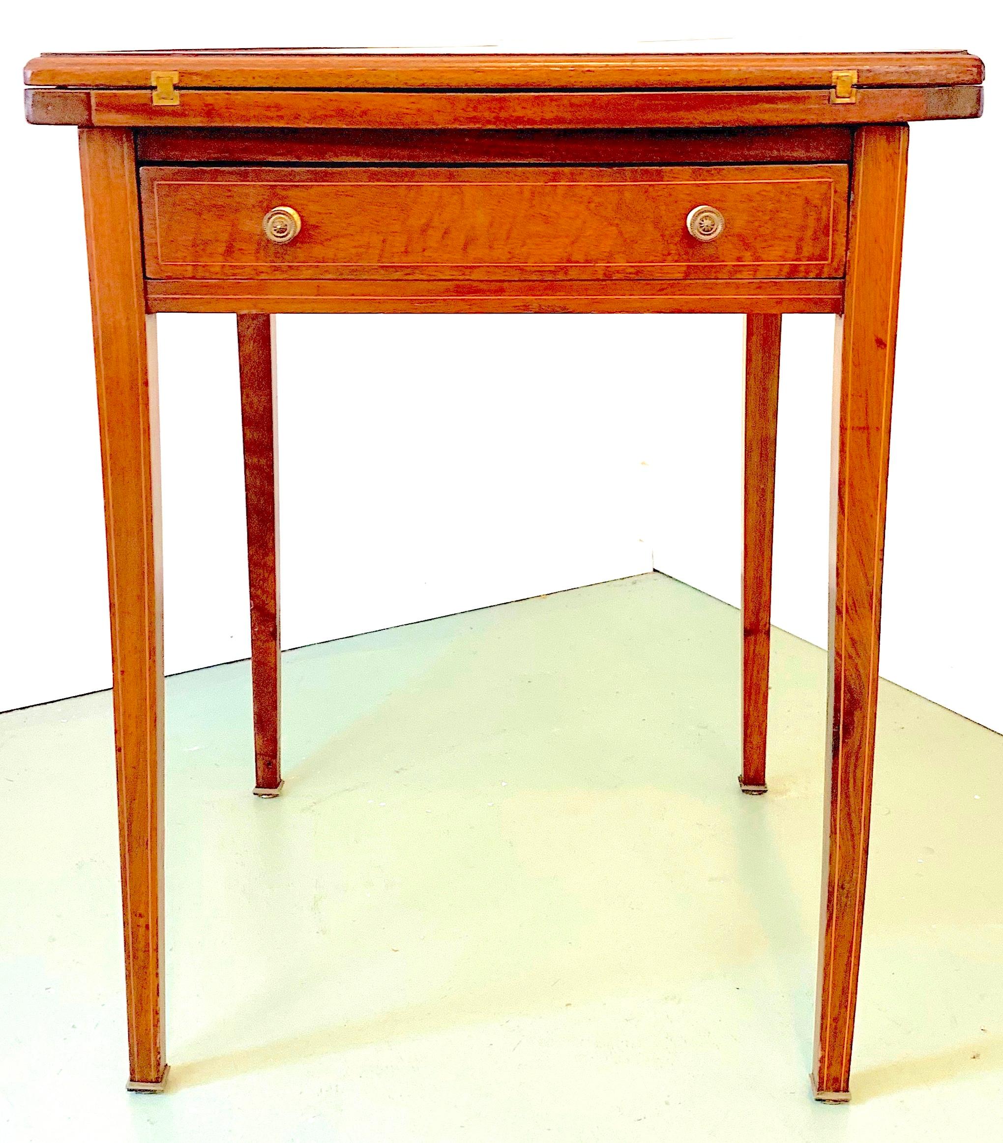 Satinwood 19th Century Unique Wooden Card Table with Envelope Top For Sale