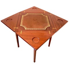19th Century Unique Wooden Card Table with Envelope Top