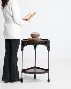 19th Century United Kingdom Deep Ebony Black Ebonized Tripod Side Table