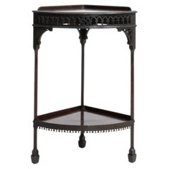 19th Century United Kingdom Deep Ebony Black Ebonized Tripod Side Table