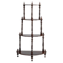19th Century United Kingdom Rich Walnut Brown Four-Tier Turned Walnut Étagère
