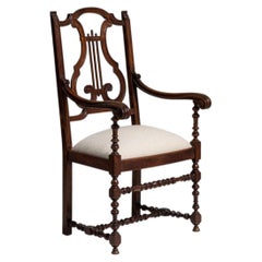 19th Century United Kingdom Rich Walnut Brown Lyre-Back Side Chair