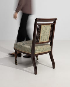 Chaise d'appoint en acajou sculpté, motif floral vert sauge, du XIXe siècle, Royaume-Uni