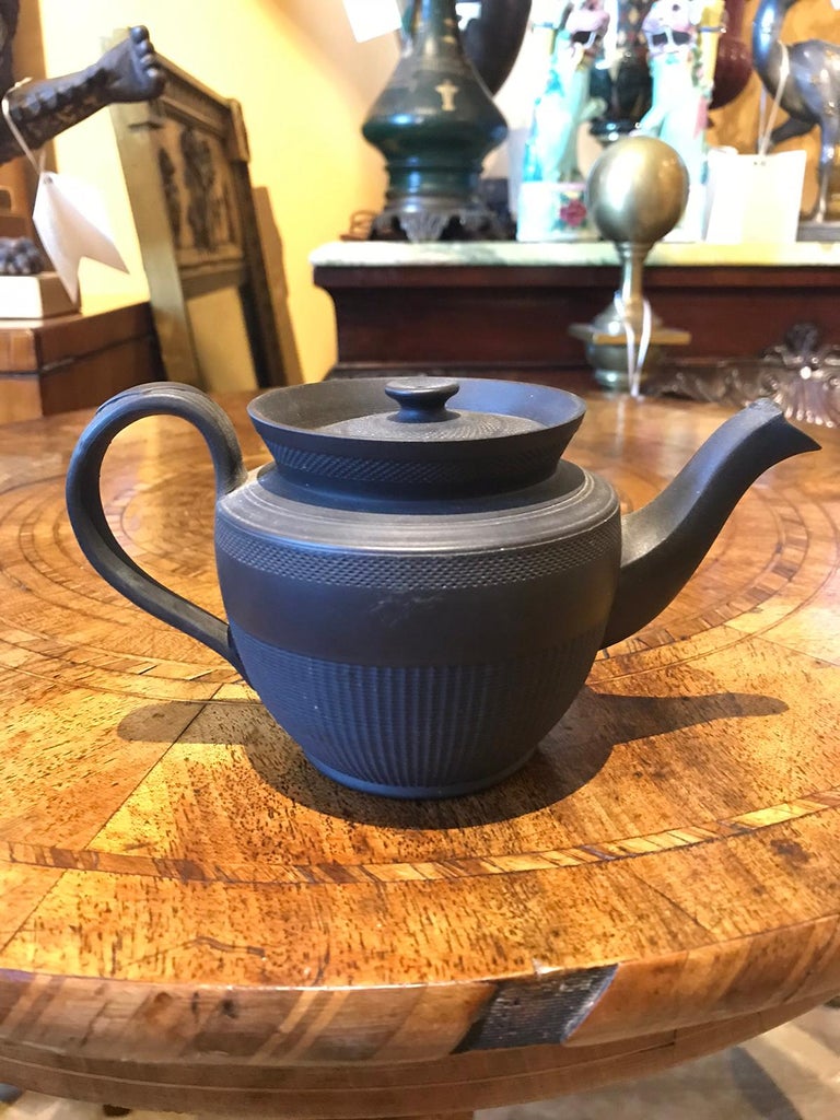 19th Century Unmarked Wedgwood Basalt Teapot, Rare Form For Sale at 1stDibs