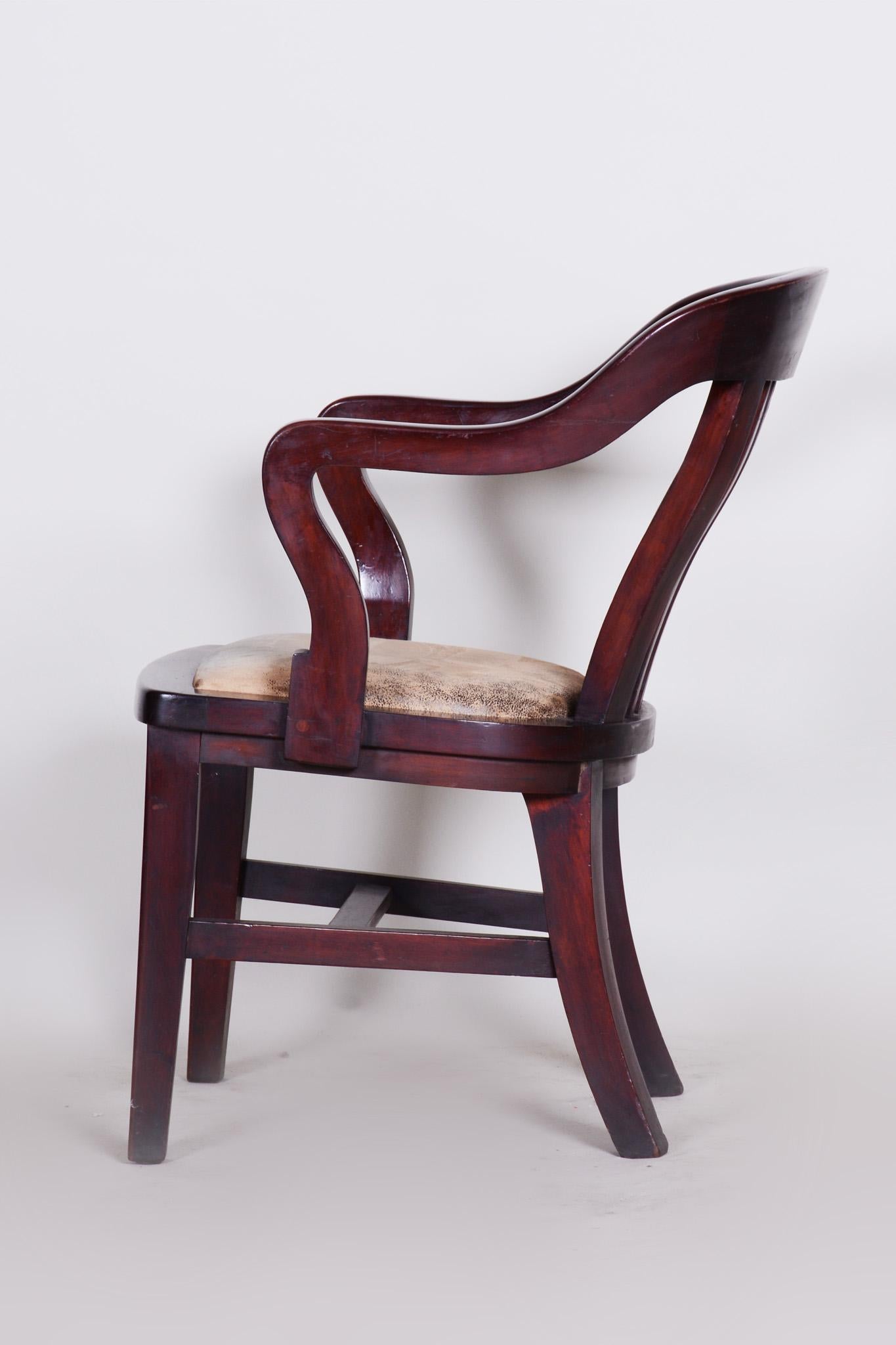 Upholstery 19th Century Unusua Restored Biedermeier Mahogany Armchair, Germany, 1840s For Sale
