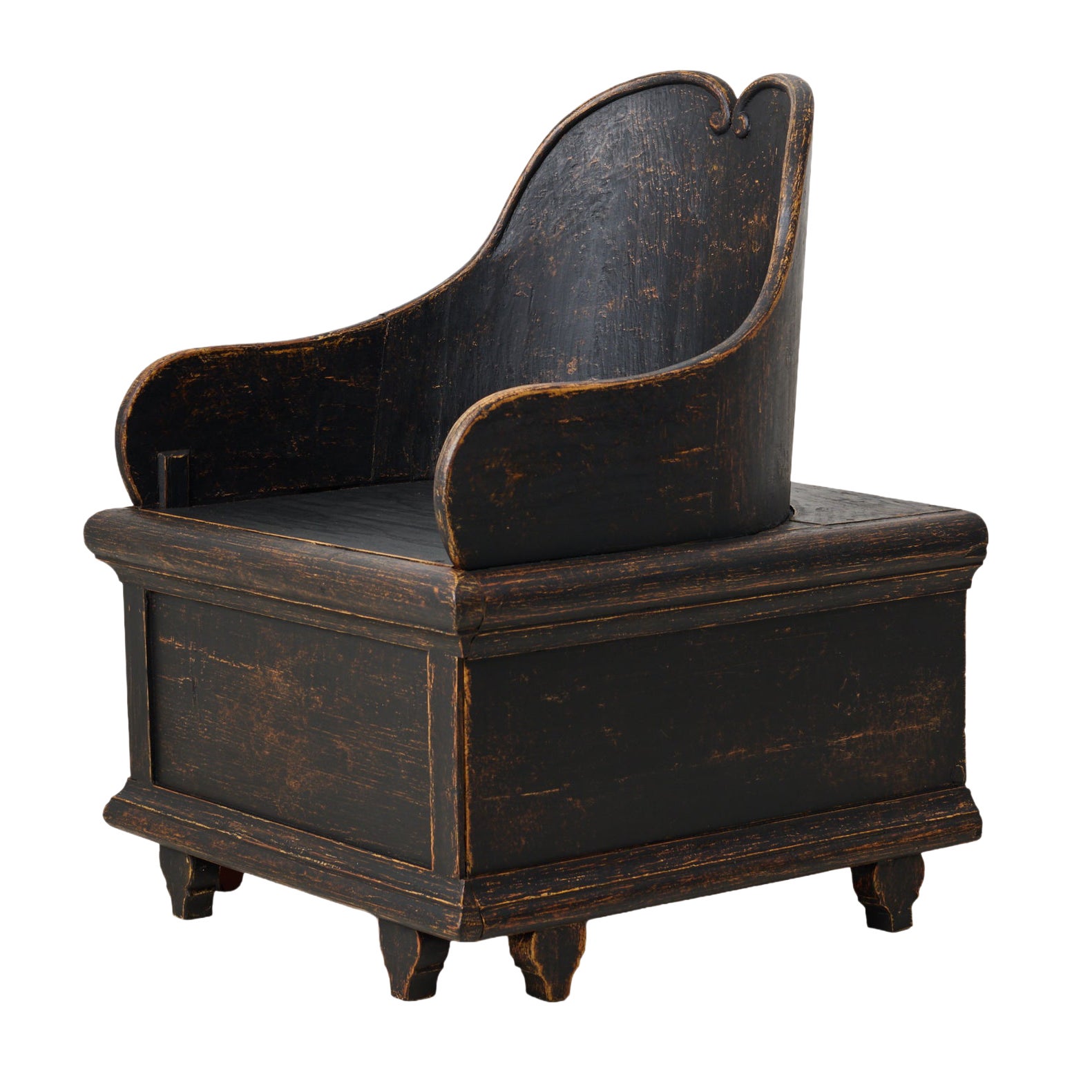 19th Century Unusual Antique Folk Art Chair with Storage from Northern Sweden