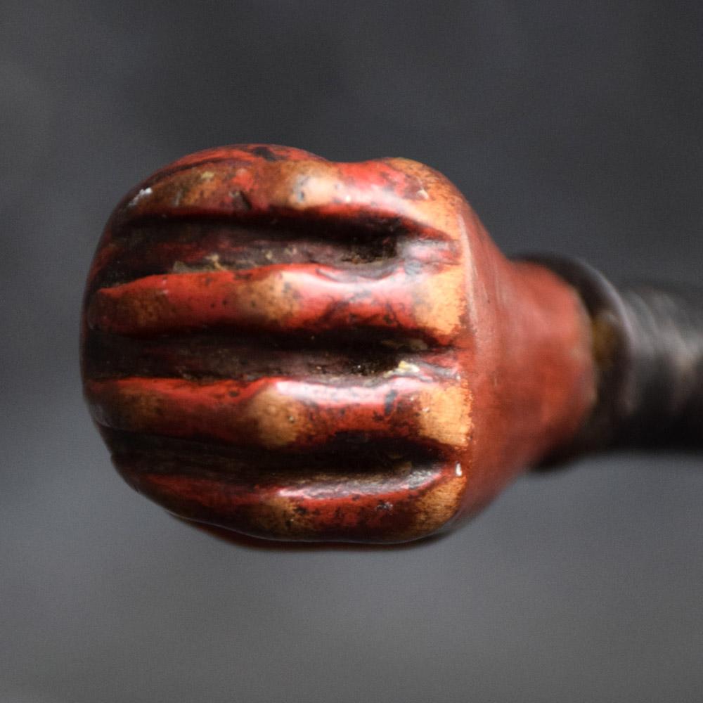 19th Century Unusual Ball and Hand Carved Wood Folk Art English Swagger Stick 6