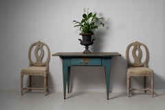 19th Century Unusual Swedish Blue Country Table