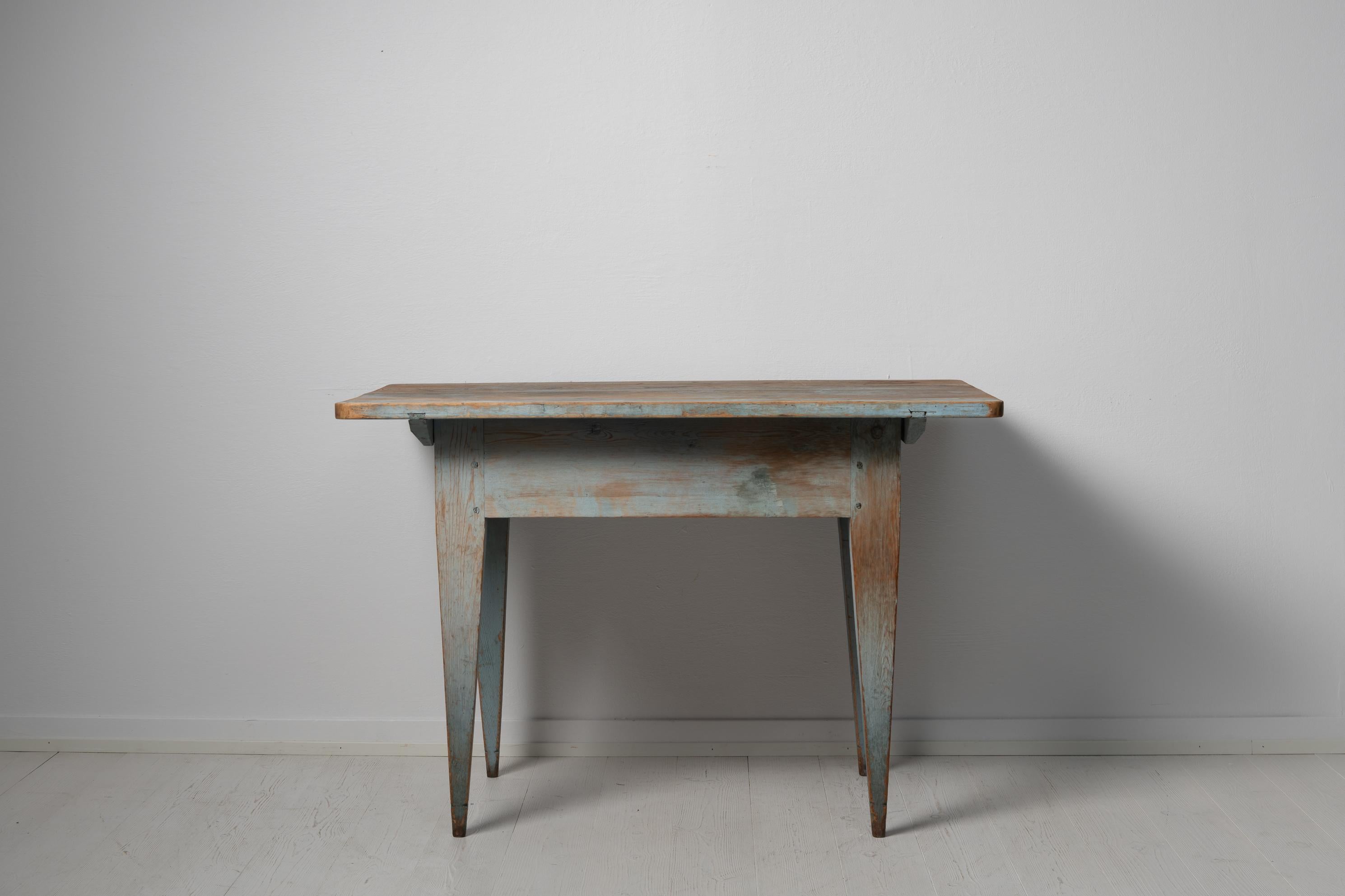 Pine 19th Century Unusual Swedish Blue Country Table For Sale