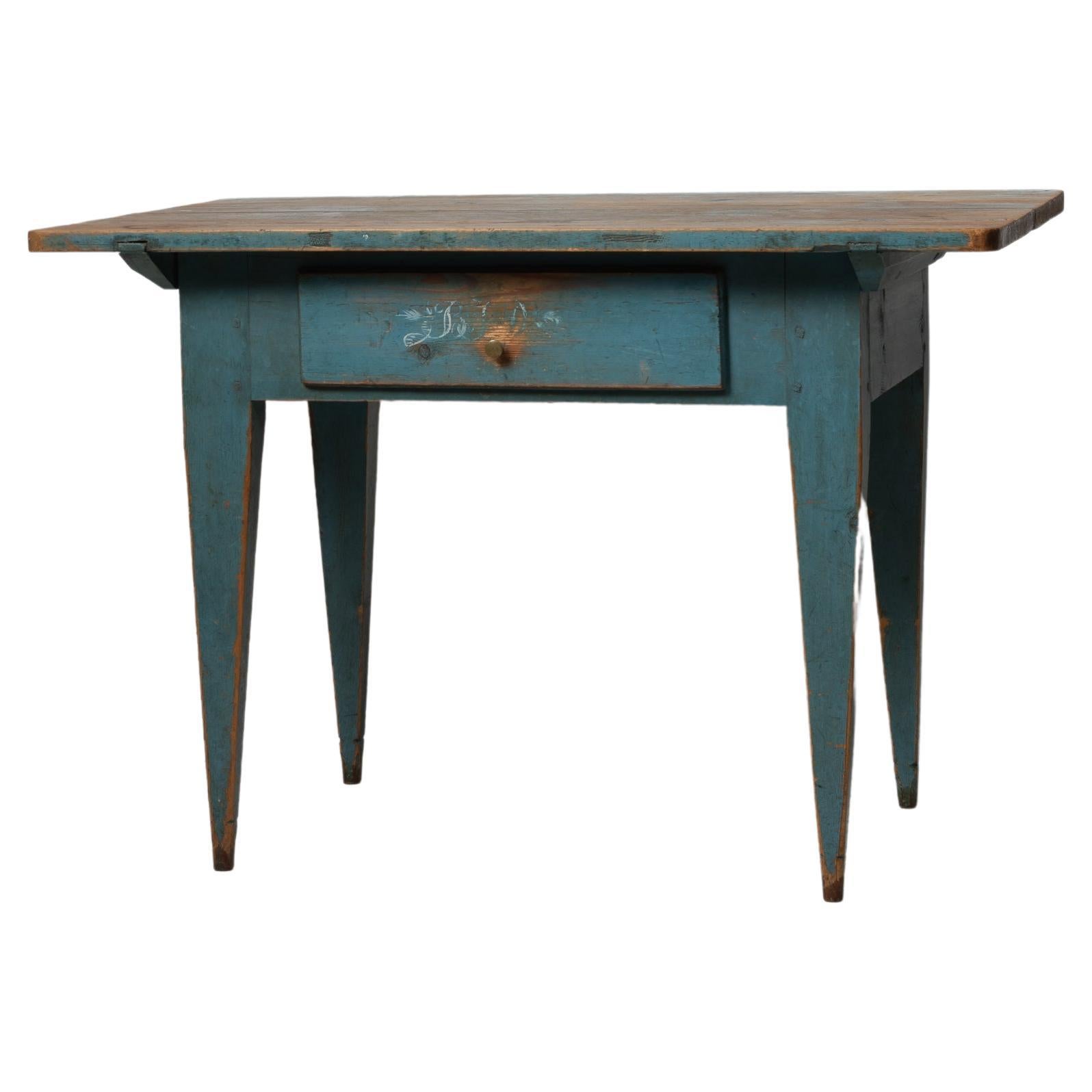 19th Century Unusual Swedish Blue Country Table For Sale