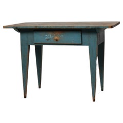 19th Century Unusual Swedish Blue Country Table
