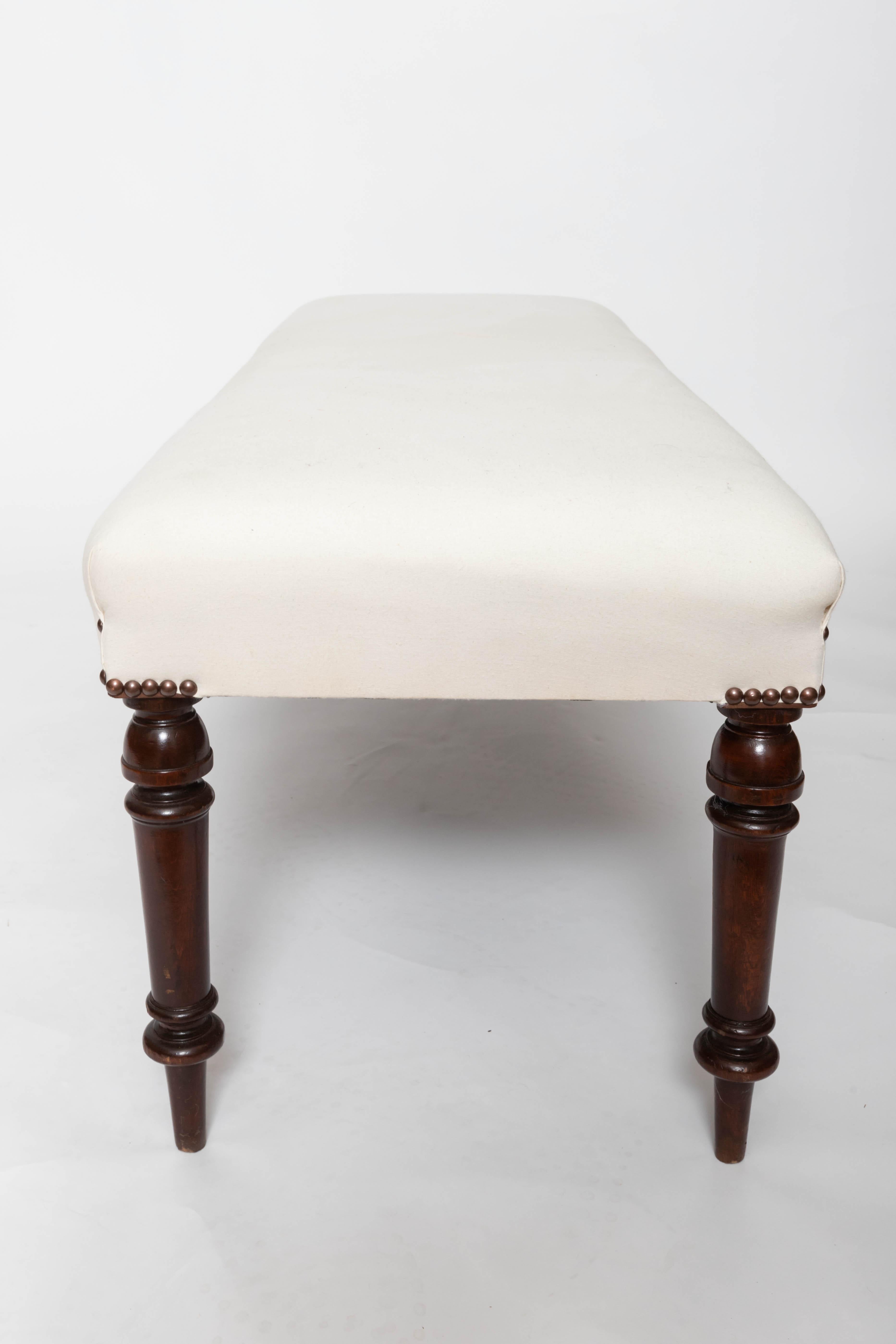 English 19th Century Upholstered Bench