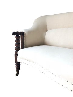 19th Century Upholstered Bobbin Settee, England