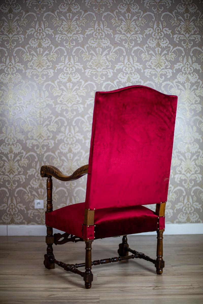 19th Century Upholstered, Carved Armchair In Good Condition In Opole, PL