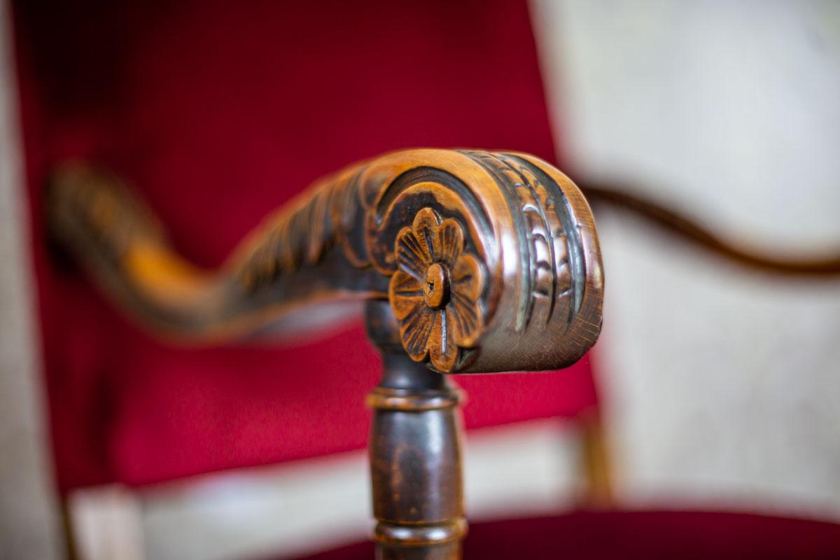 19th Century Upholstered, Carved Armchair 2