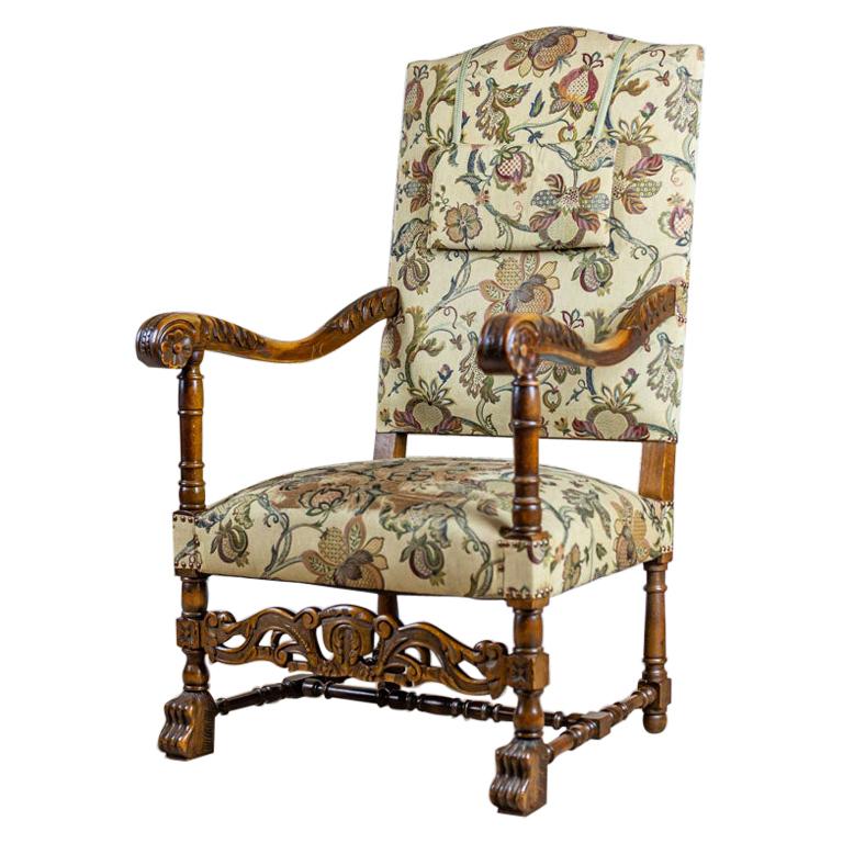 19th Century Upholstered, Carved Armchair