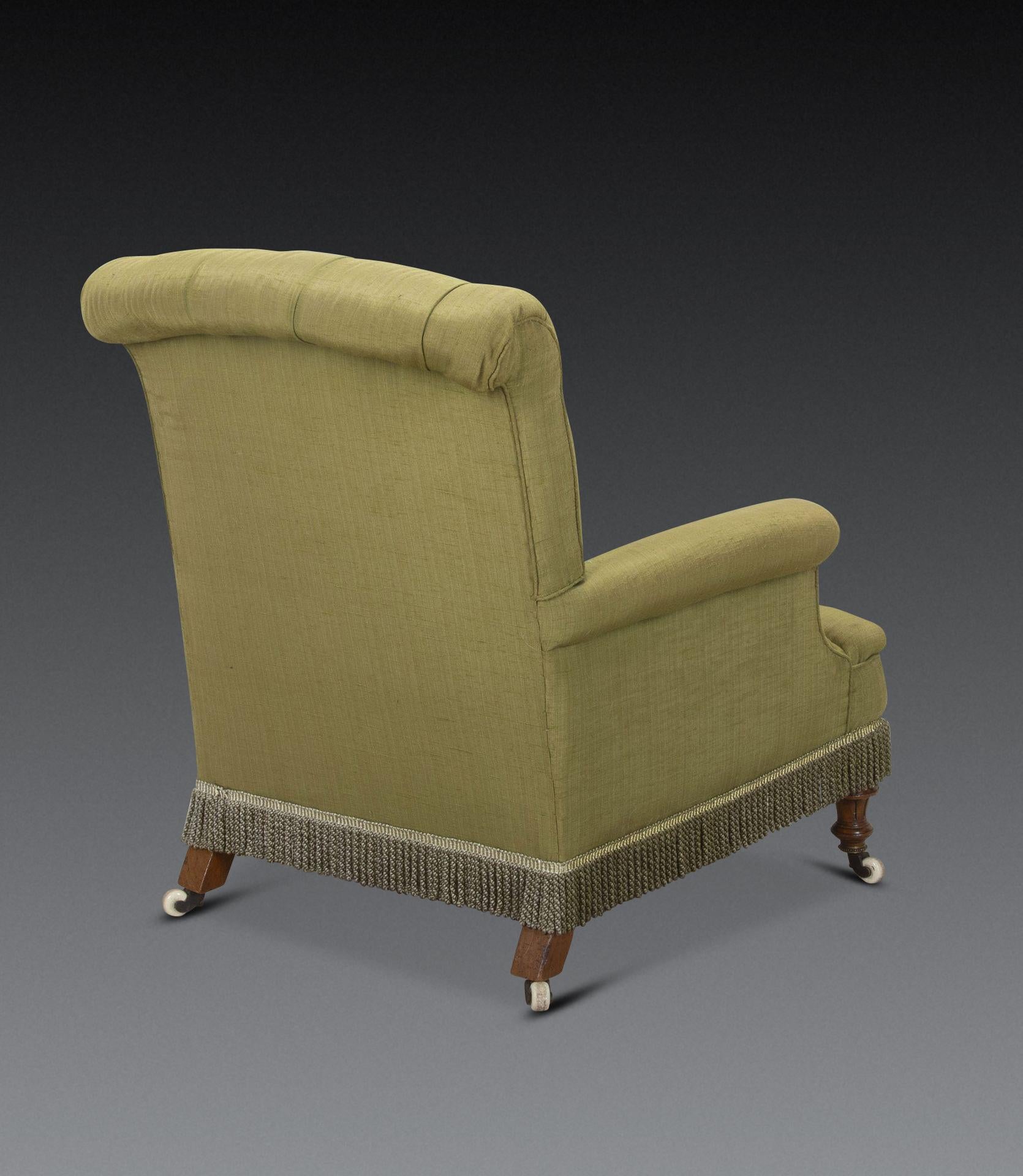 Intagliato Poltrona imbottita Easy del XIX secolo in vendita