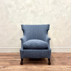 19th Century Upholstered English Armchair Ralph Lauren Fabric