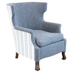 19th Century Upholstered English Armchair Ralph Lauren Fabric