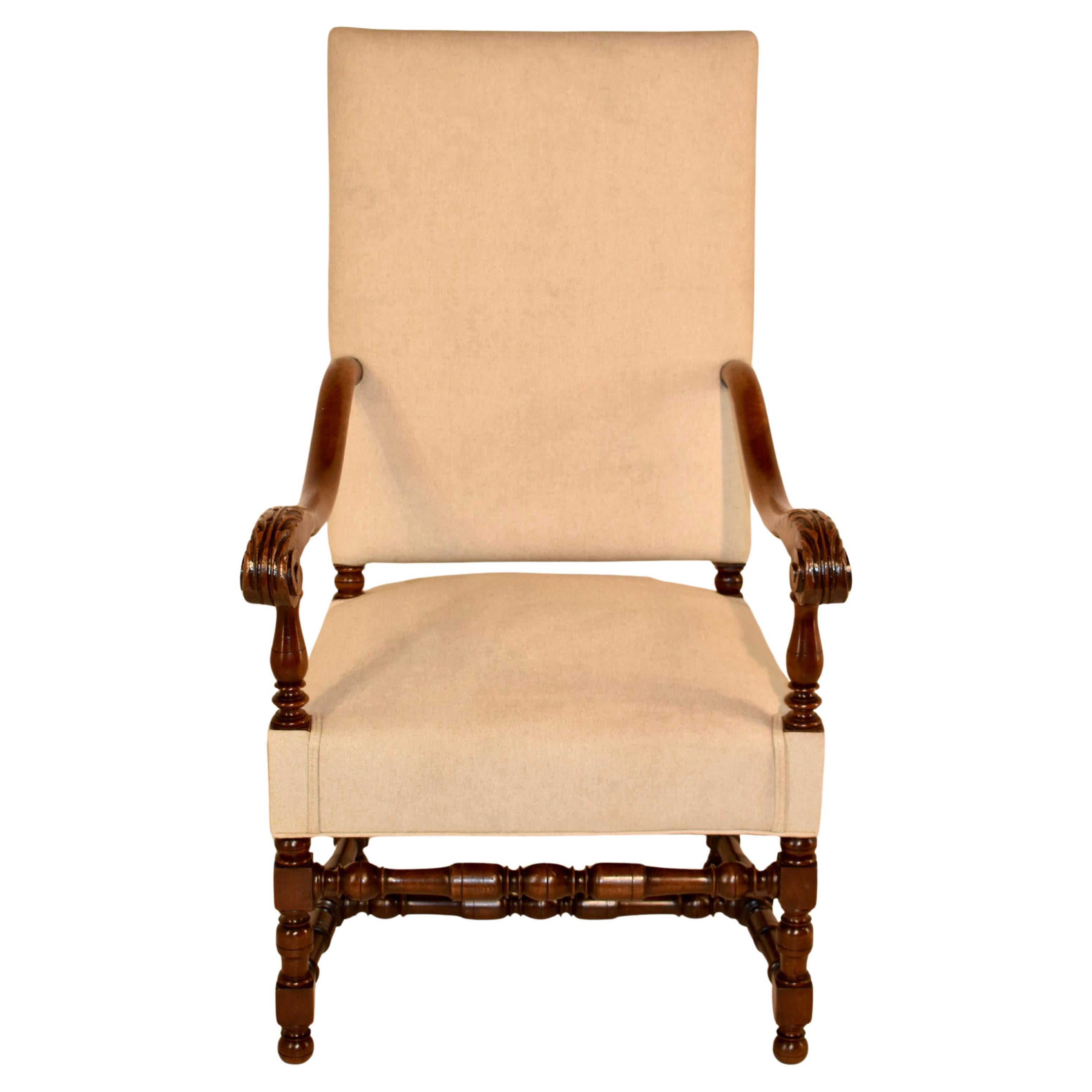 Chaise à bras flamande tapissée du 19e siècle, France