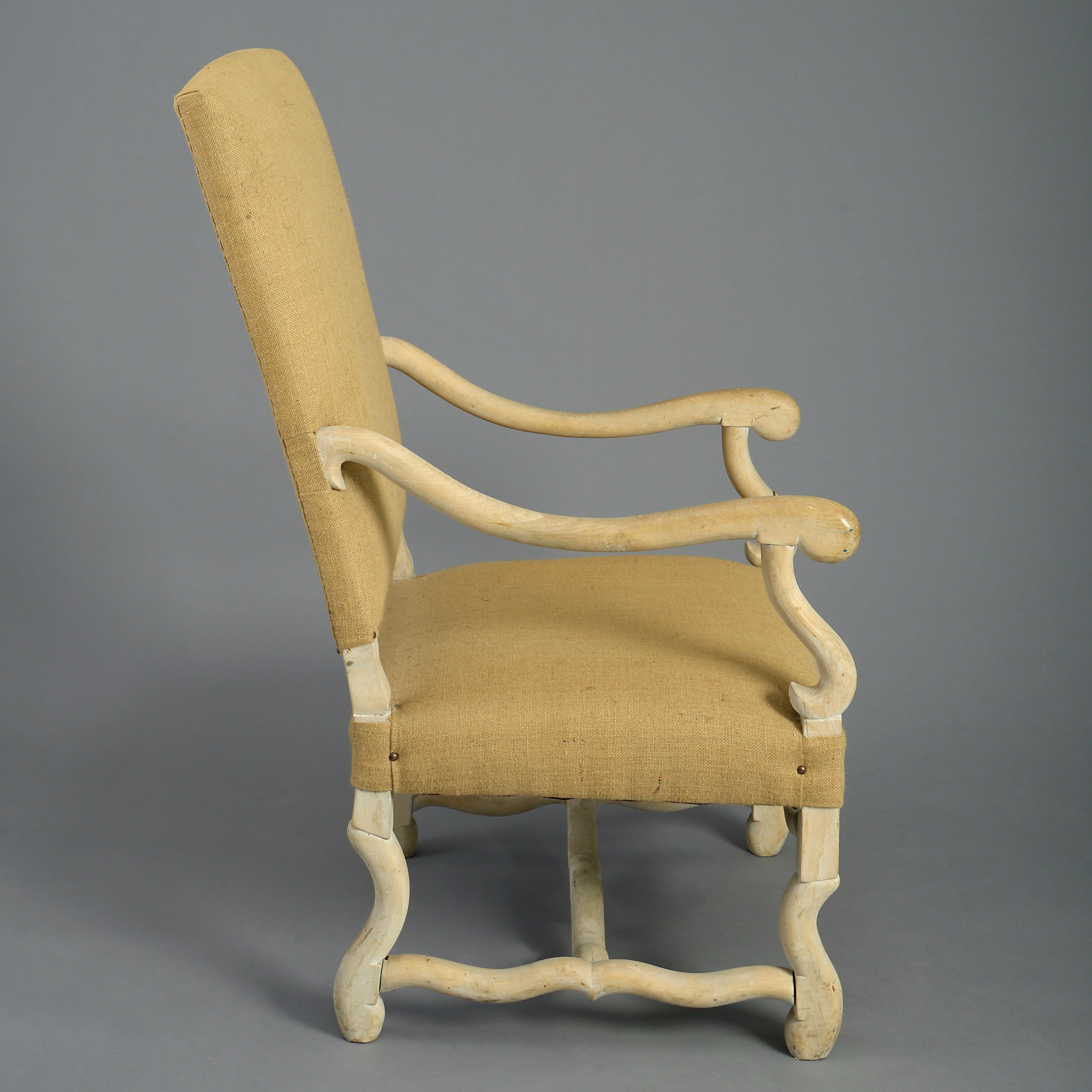 French 19th Century Upholstered Open Armchair in the Baroque Manner
