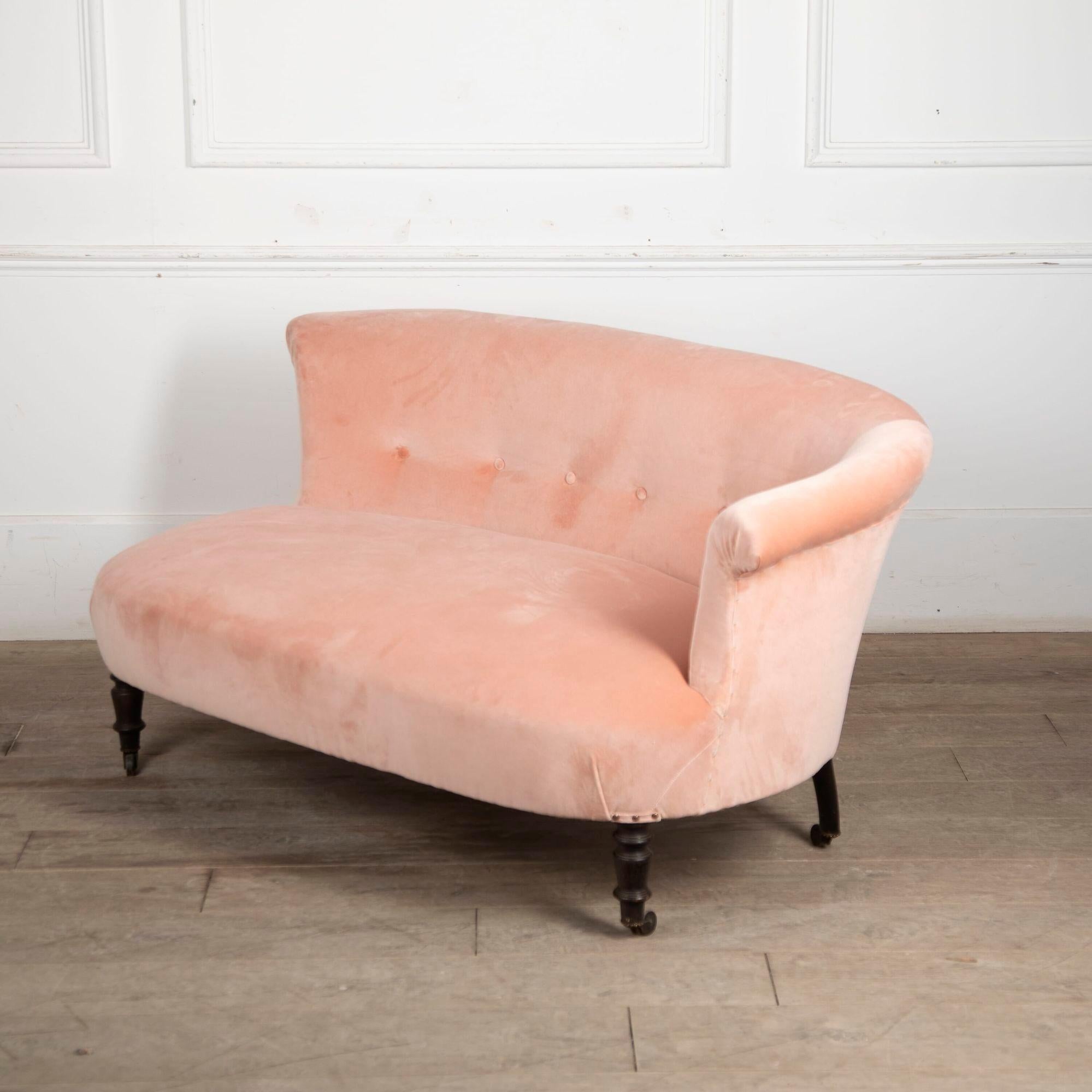 19th Century Upholstered Pink Banquette In Good Condition For Sale In Gloucestershire, GB