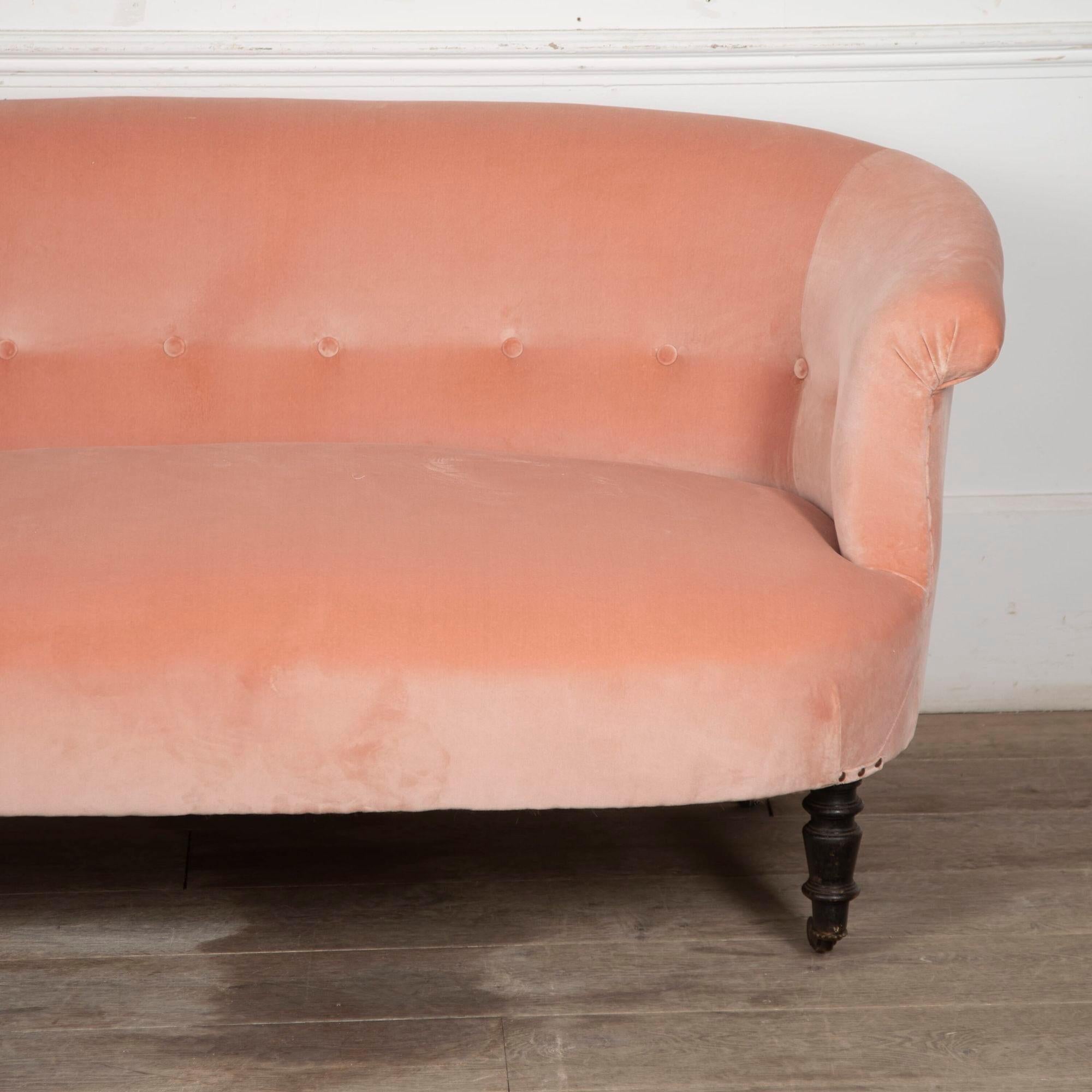 19th Century Upholstered Pink Banquette For Sale 1