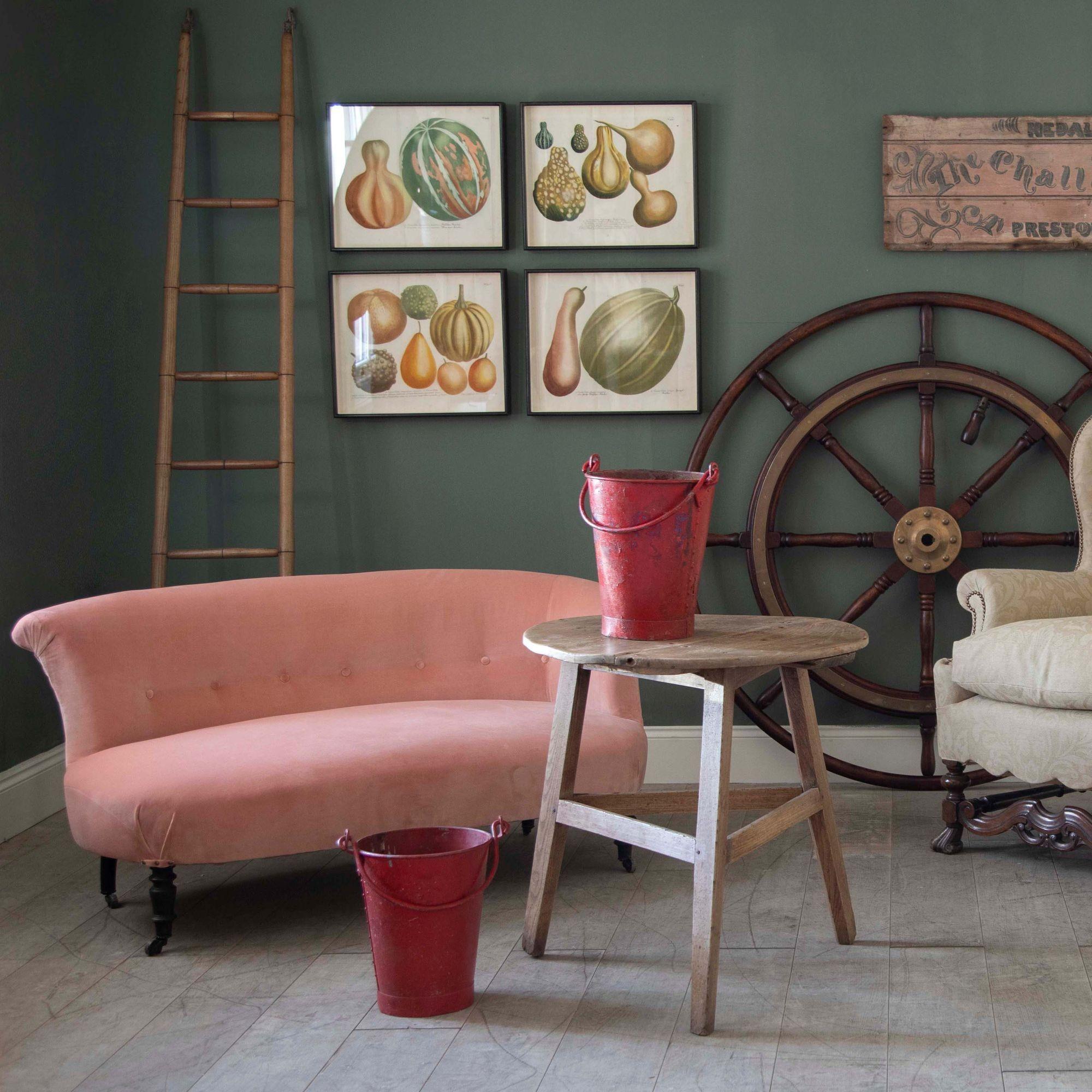 Banqueta tapizada rosa del siglo XIX en venta 3